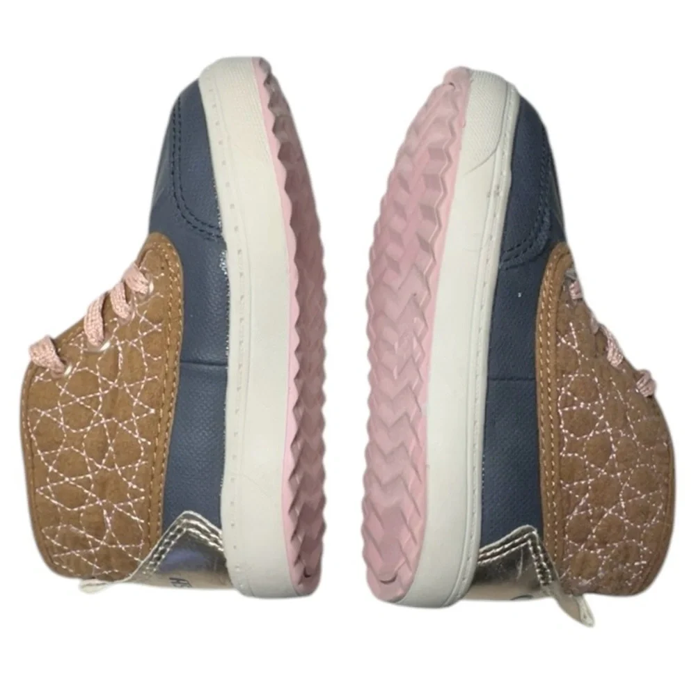 OshKosh B'gosh Girls Tarin Boot Quilted Brown Navy Sneakers Toddler Size 7